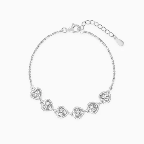 925 Silver Heart Charm Bracelet