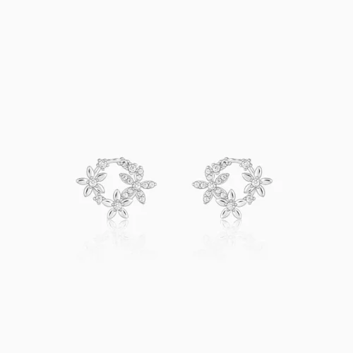 Silver Floral Wreath Earrings