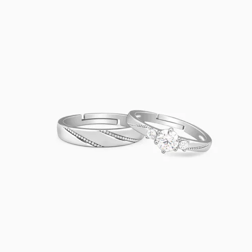 Silver Couple Rings Set