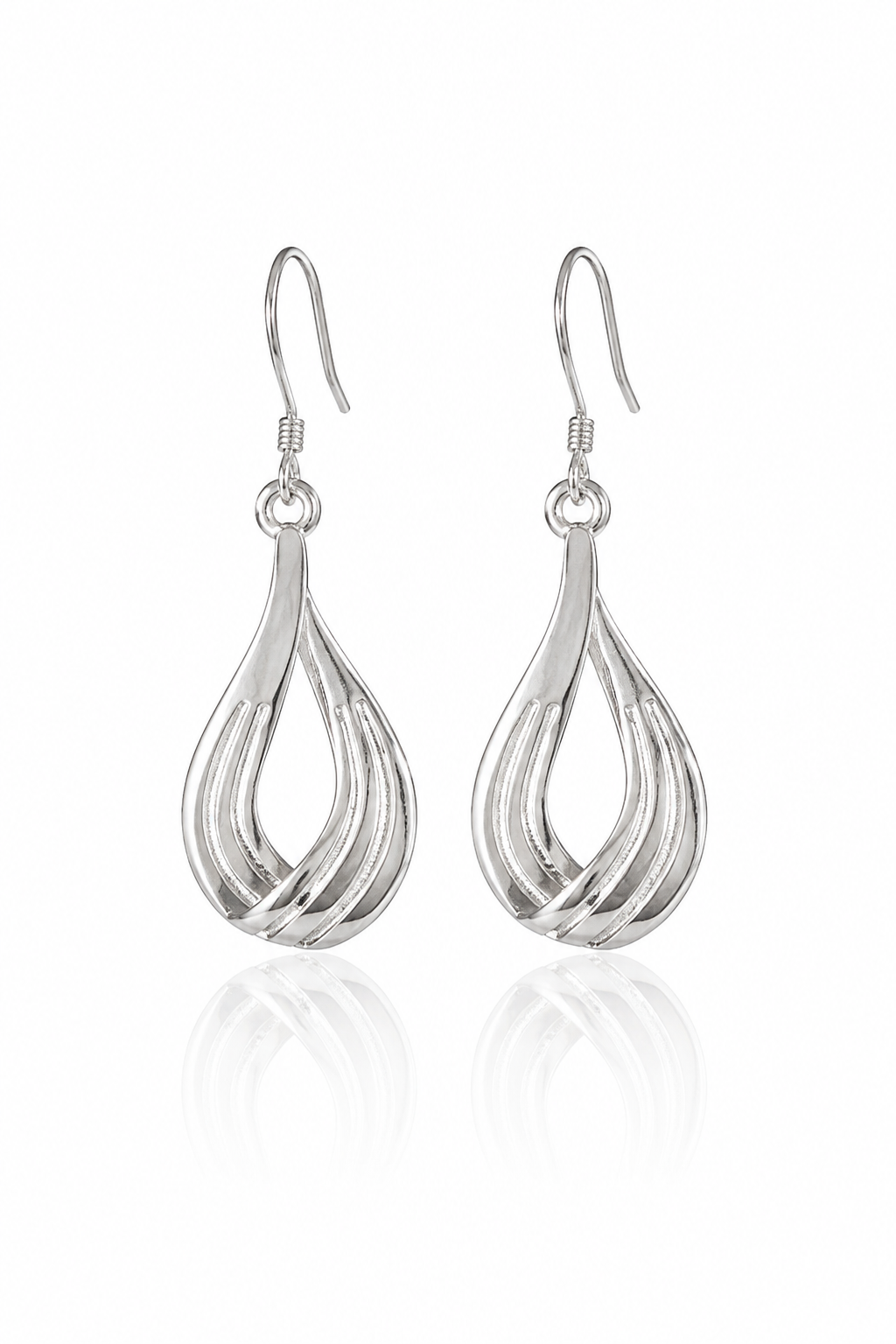 Elegant Open Teardrop Silver Earrings