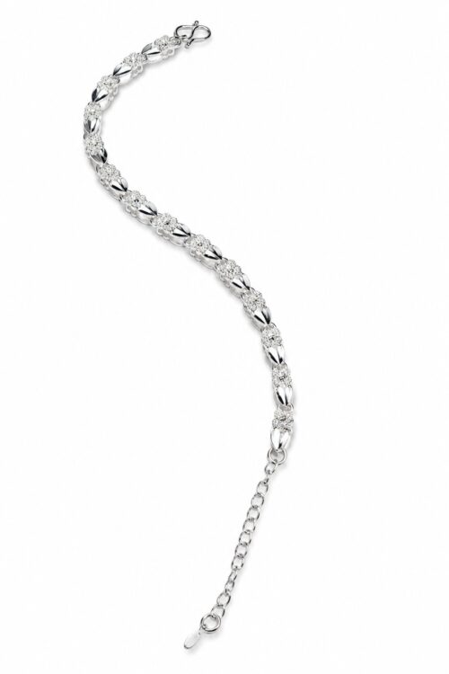 Sterling Silver Flower Link Bracelet