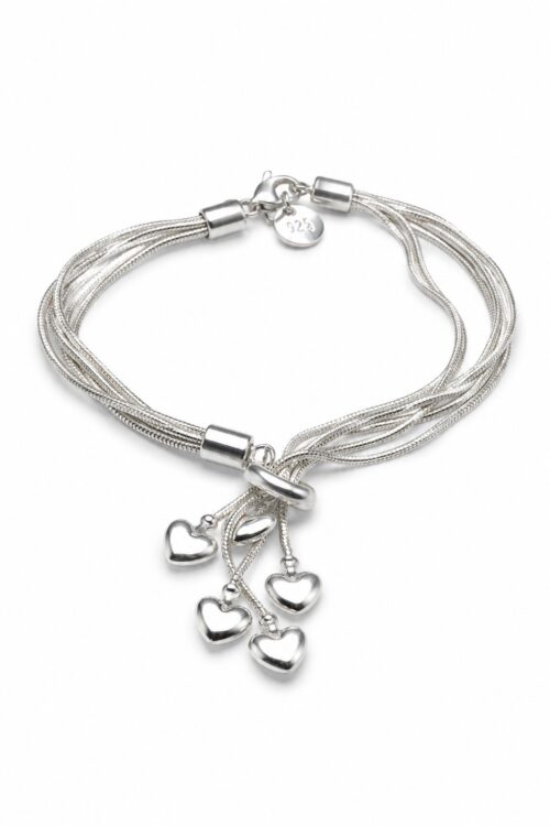 Multi-Strand Heart Charm Bracelet