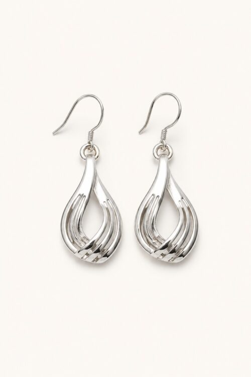 Elegant Open Teardrop Silver Earrings