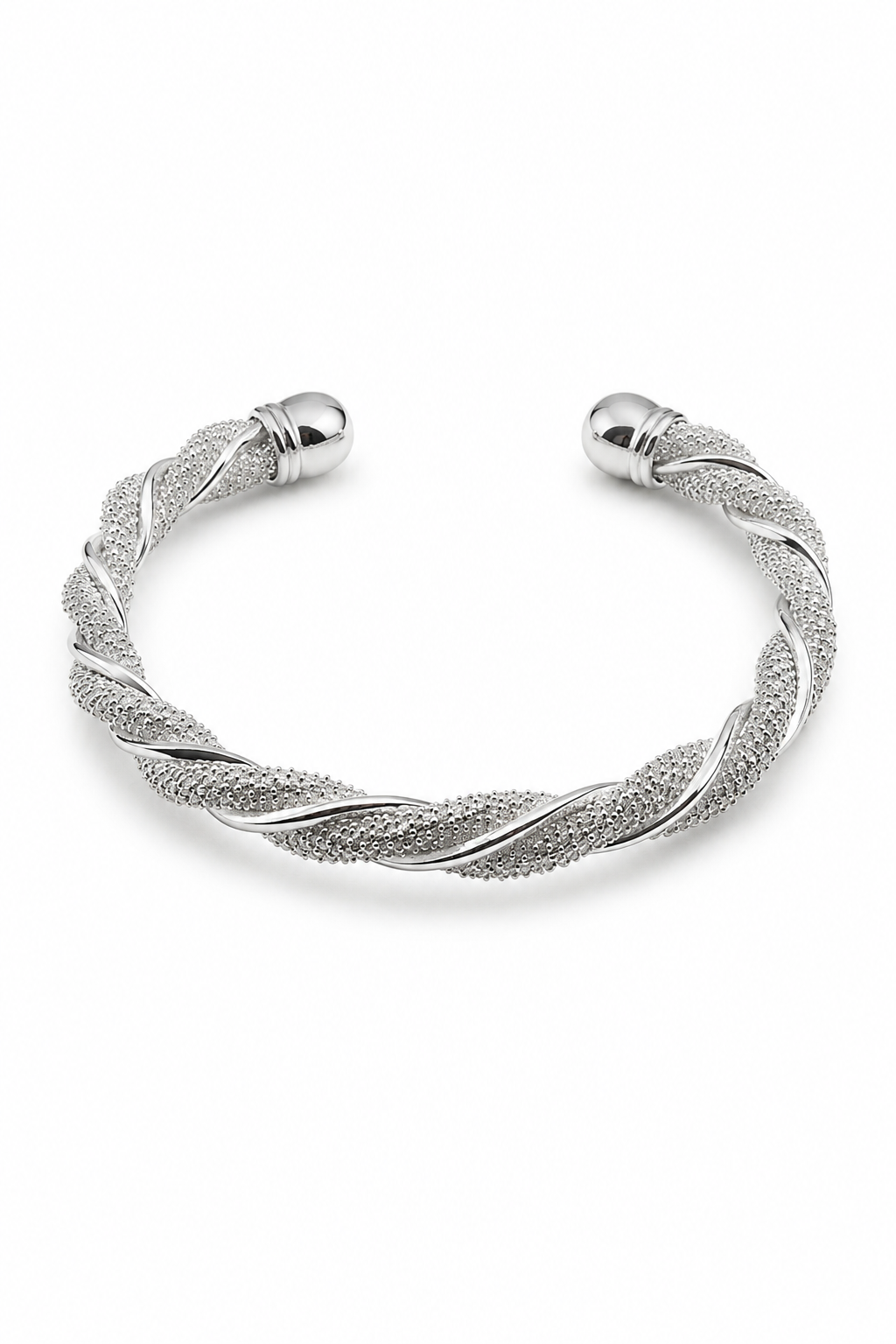 Twisted Mesh Silver Cuff Bracelet