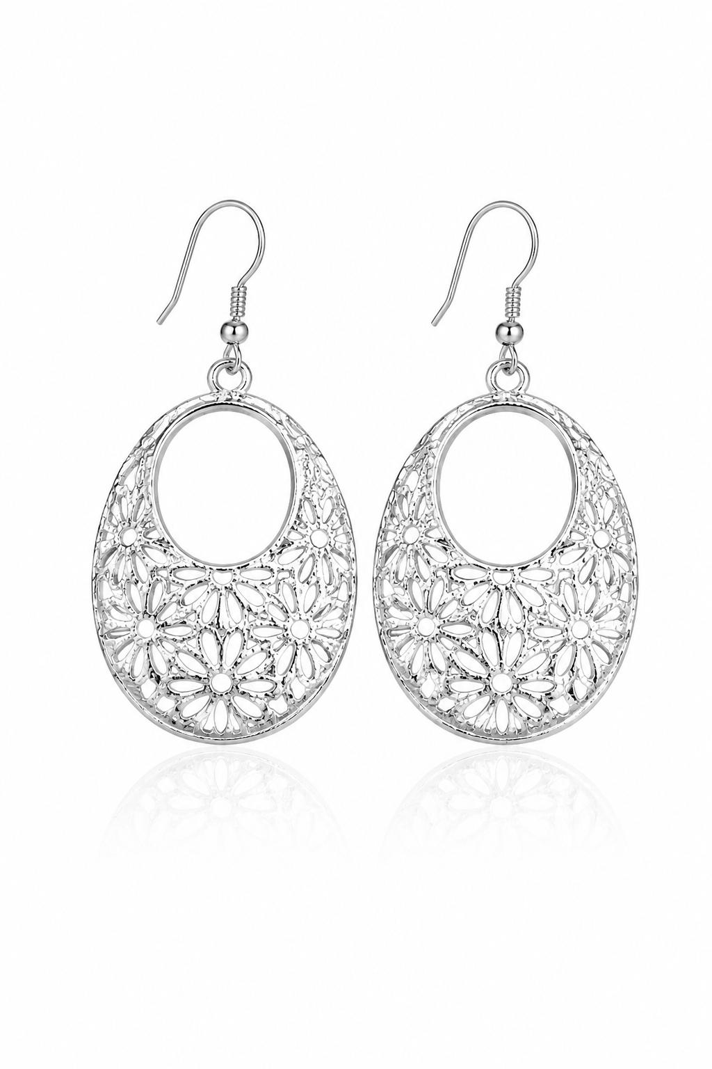 Floral Lattice Teardrop Dangle Earrings