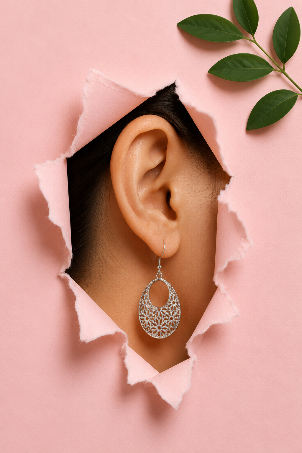 Floral Lattice Teardrop Dangle Earrings - Image 3