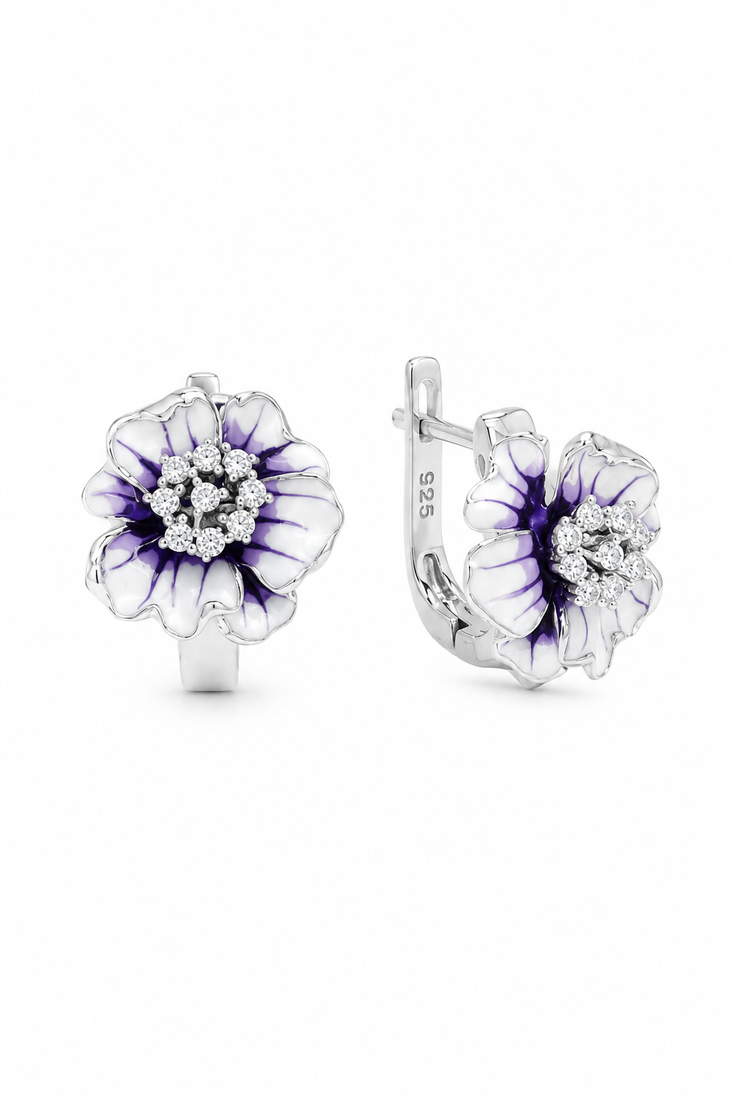 Violet Blossom Leverback Earrings
