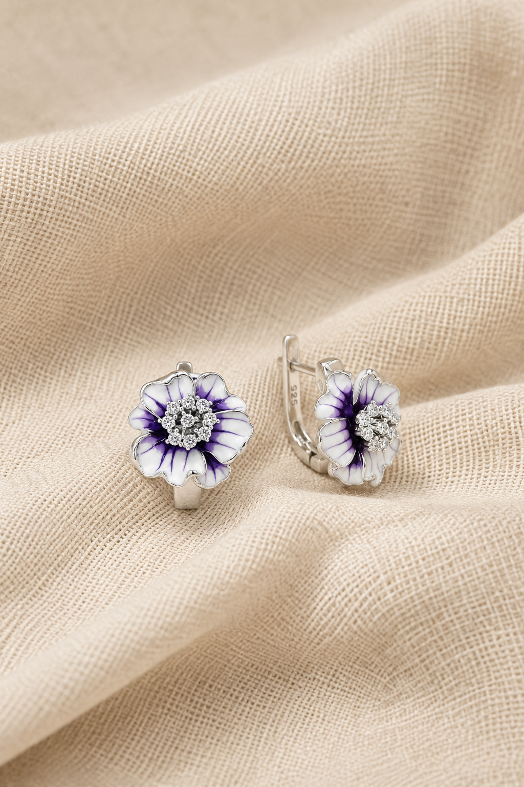 Violet Blossom Leverback Earrings - Image 2