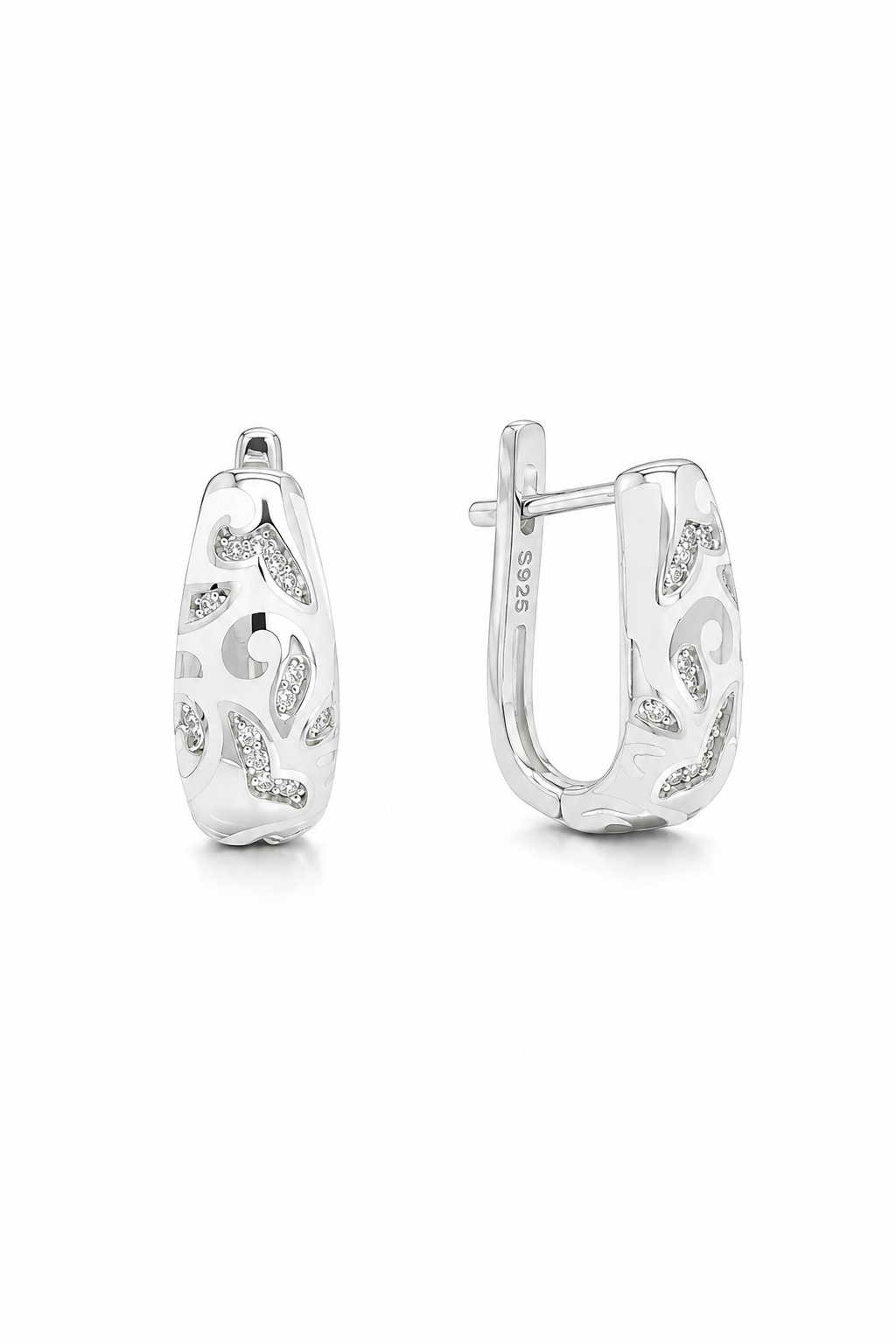 Intricate Scrollwork Huggie Earrings
