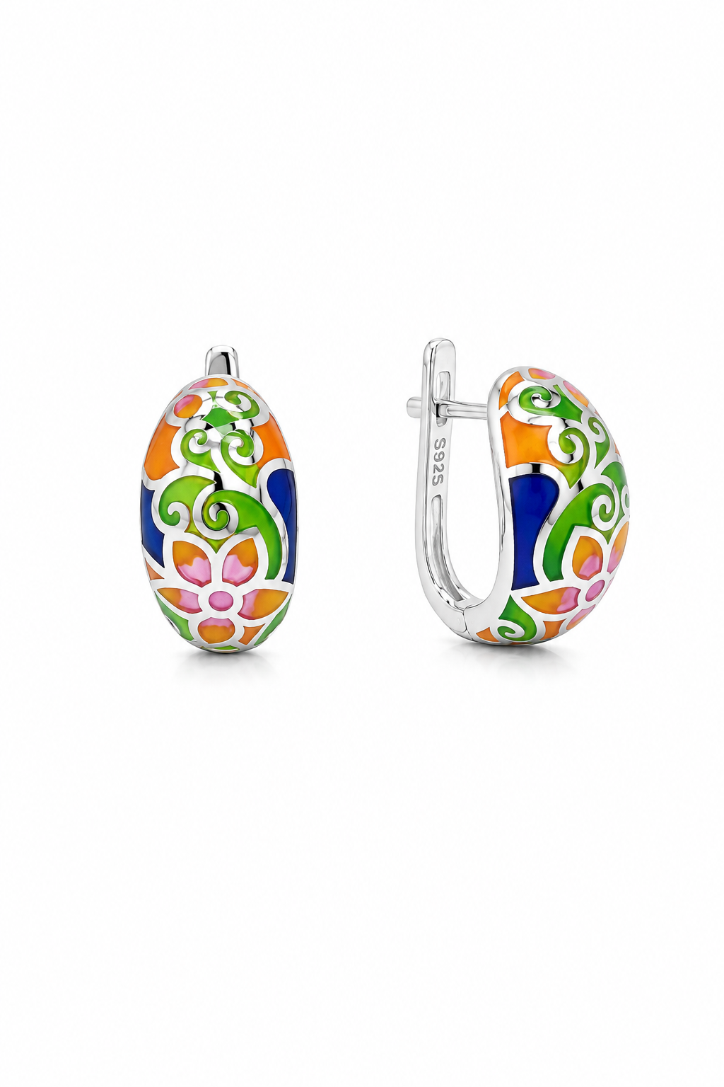 Enchanted Garden Enamel Leverback Earrings