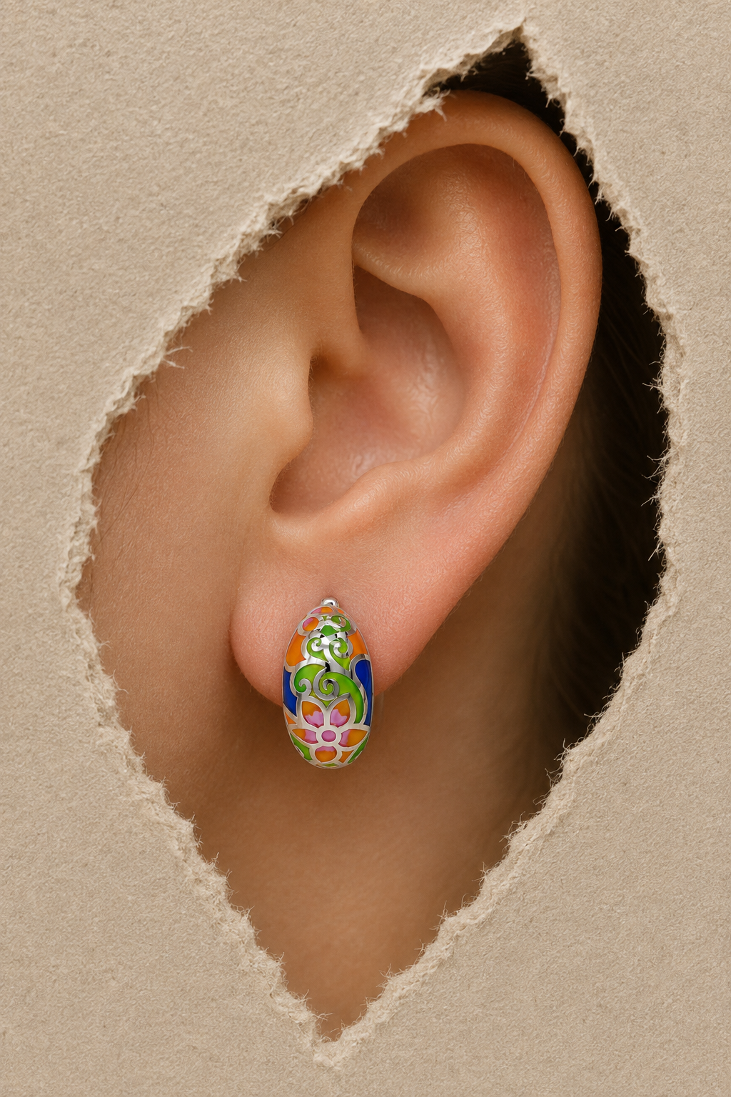 Enchanted Garden Enamel Leverback Earrings - Image 3