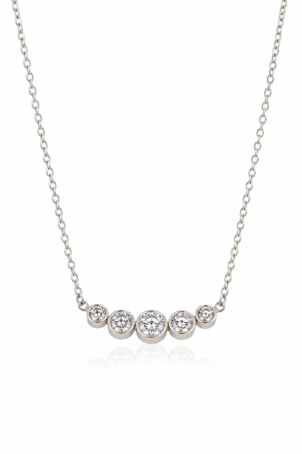 Curved Five-Stone Bezel Necklace