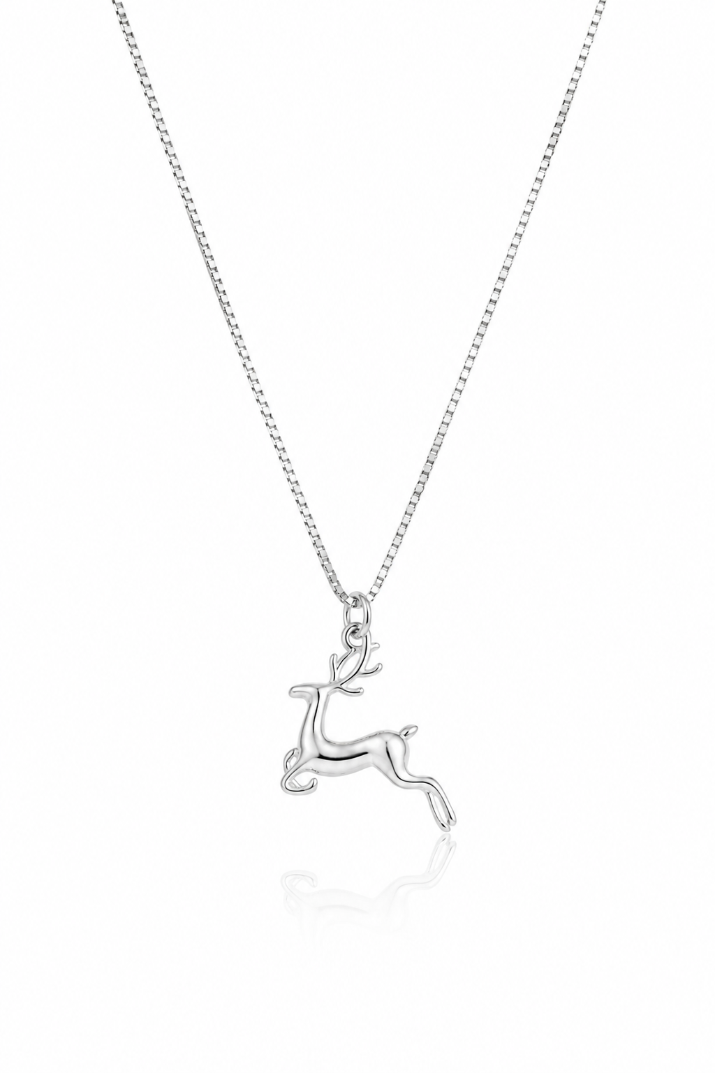 Graceful Leaping Reindeer Pendant Necklace