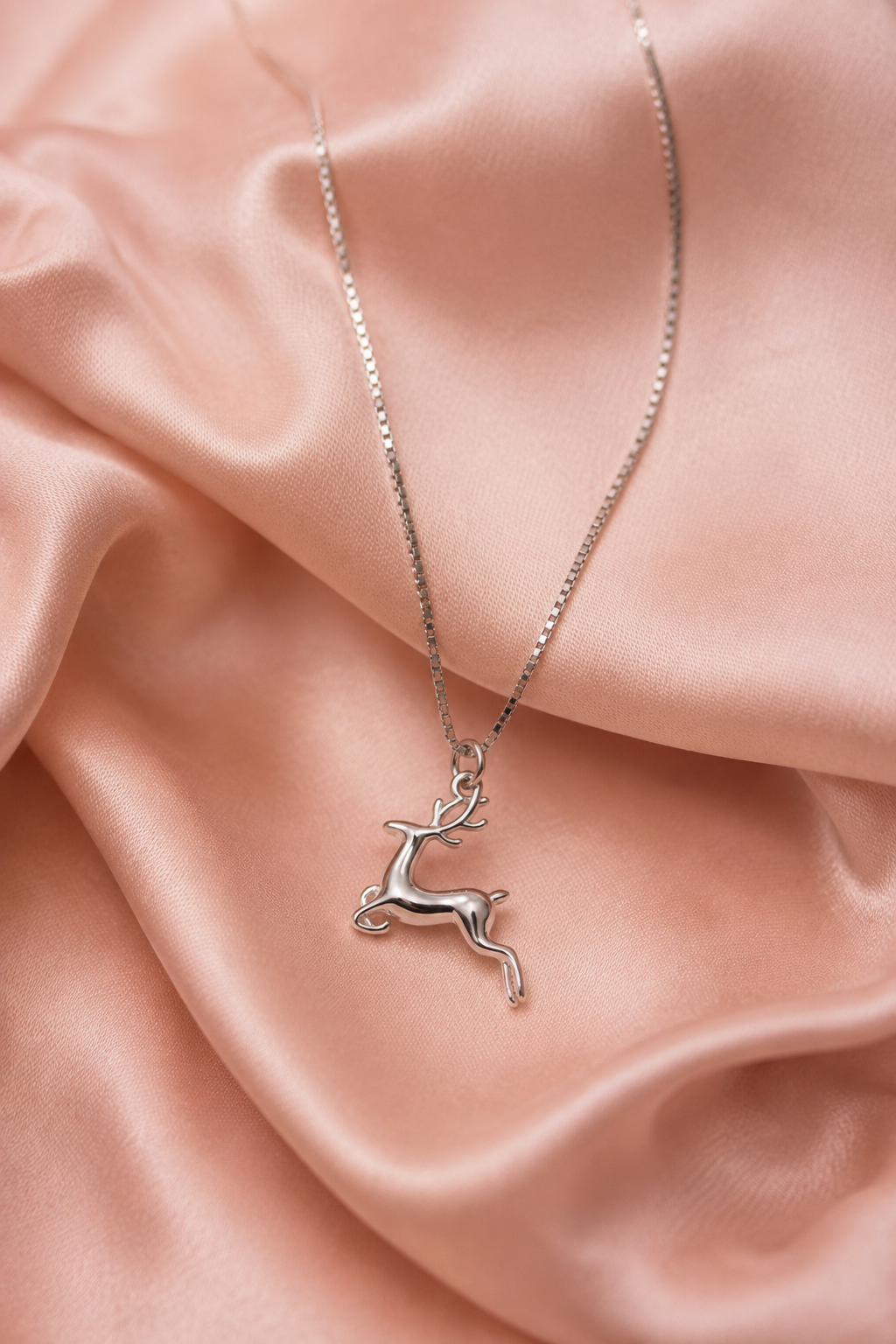 Graceful Leaping Reindeer Pendant Necklace - Image 2